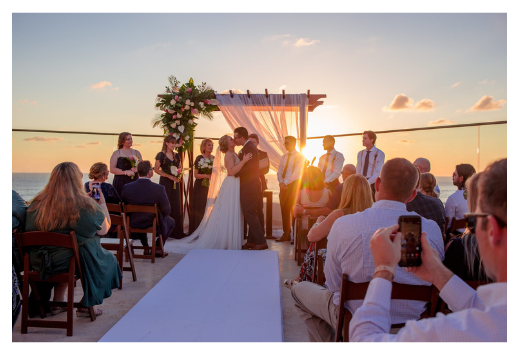 Bridal party celebrating in Cancun